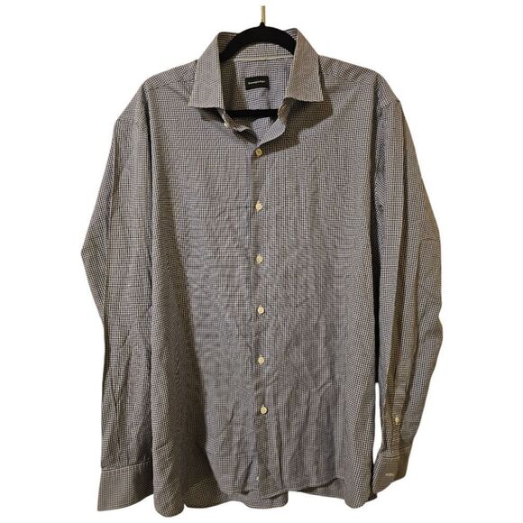 ERMENEGILDO ZEGNA Blue White Checkered Plaid Button Down Shirt - Size XXL - Picture 1 of 9